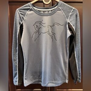 Kerrits Striped Gray Long Sleeve Top
